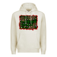 Oatmeal Heather christmas green plaid background Premium Hoodie - BarkalooDesign