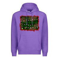 Purple christmas green plaid background Premium Hoodie - BarkalooDesign