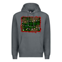 Rock christmas green plaid background Premium Hoodie - BarkalooDesign