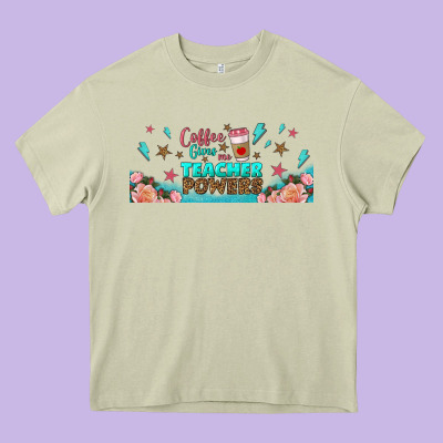 Coffe Gives Me Teacher Powers Libbey Glass Heavy Core Tee Designed By Bundleandbundleshop
