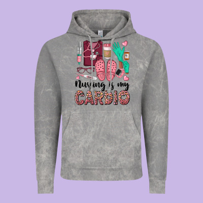 Nursing Is My Cardio Vintage Hoodie Designed By Barkaloodesign