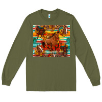 Army Green galloping horse serape sunflowers turquoise and saddles Long Sleeve Tee - Artiststas