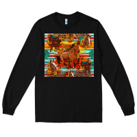 Black galloping horse serape sunflowers turquoise and saddles Long Sleeve Tee - Artiststas