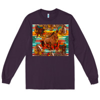 Plum galloping horse serape sunflowers turquoise and saddles Long Sleeve Tee - Artiststas
