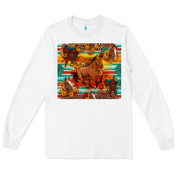 White galloping horse serape sunflowers turquoise and saddles Long Sleeve Tee - Artiststas