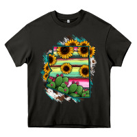 Asphalt Arizona Map Sunflower Cactus Serape Heavy Core Tee - RanaPortraitStore