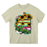 Mossy Arizona Map Sunflower Cactus Serape Heavy Core Tee - RanaPortraitStore