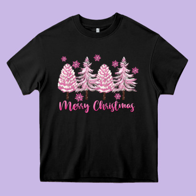 Merry Christmas Trees Heavy Core Tee Designed By Fadigitalartstudio