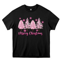 Black Merry Christmas Trees Heavy Core Tee - FaDigitalArtStudio