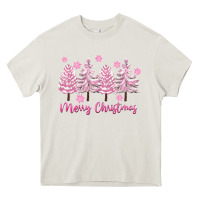Cream Merry Christmas Trees Heavy Core Tee - FaDigitalArtStudio