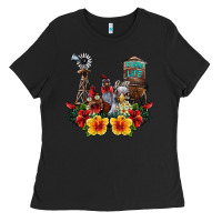 Black farm life chicken Ladies Tee - SublimationCraftShop