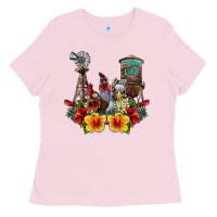 Bubblegum Pink farm life chicken Ladies Tee - SublimationCraftShop