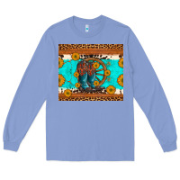 Colony Blue cowboy boots and sunflowers turquoise leopard background Long Sleeve Tee - Artiststas