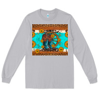 Moon Dust cowboy boots and sunflowers turquoise leopard background Long Sleeve Tee - Artiststas