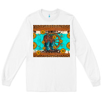 White cowboy boots and sunflowers turquoise leopard background Long Sleeve Tee - Artiststas