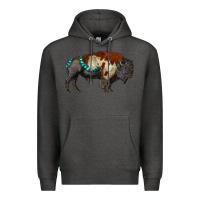 Charcoal Heather gemstone bison Premium Hoodie - RanaPortraitStore