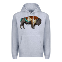 Heather Grey gemstone bison Premium Hoodie - RanaPortraitStore