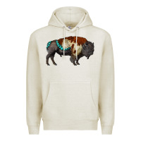 Oatmeal Heather gemstone bison Premium Hoodie - RanaPortraitStore