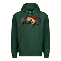 Sports Green gemstone bison Premium Hoodie - RanaPortraitStore