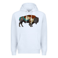 White gemstone bison Premium Hoodie - RanaPortraitStore