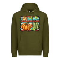 Army Green fall pumpkin  background Premium Hoodie - BarkalooDesign