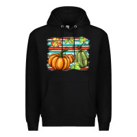 Black fall pumpkin  background Premium Hoodie - BarkalooDesign