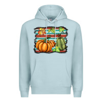 Blue Mist fall pumpkin  background Premium Hoodie - BarkalooDesign