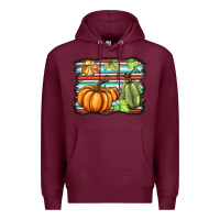 Burgundy fall pumpkin  background Premium Hoodie - BarkalooDesign