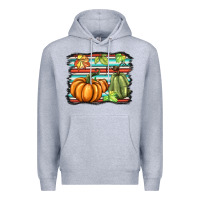Heather Grey fall pumpkin  background Premium Hoodie - BarkalooDesign
