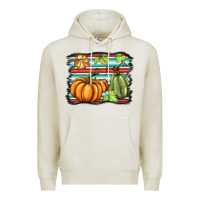 Oatmeal Heather fall pumpkin  background Premium Hoodie - BarkalooDesign