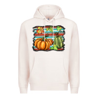 Pale Pink fall pumpkin  background Premium Hoodie - BarkalooDesign