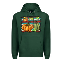 Sports Green fall pumpkin  background Premium Hoodie - BarkalooDesign