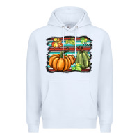 White fall pumpkin  background Premium Hoodie - BarkalooDesign