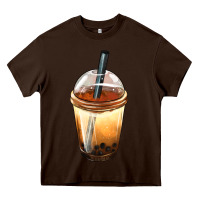 Chocolate Brown Bobba cup Heavy Core Tee - FaDigitalArtStudio