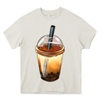 Cream Bobba cup Heavy Core Tee - FaDigitalArtStudio