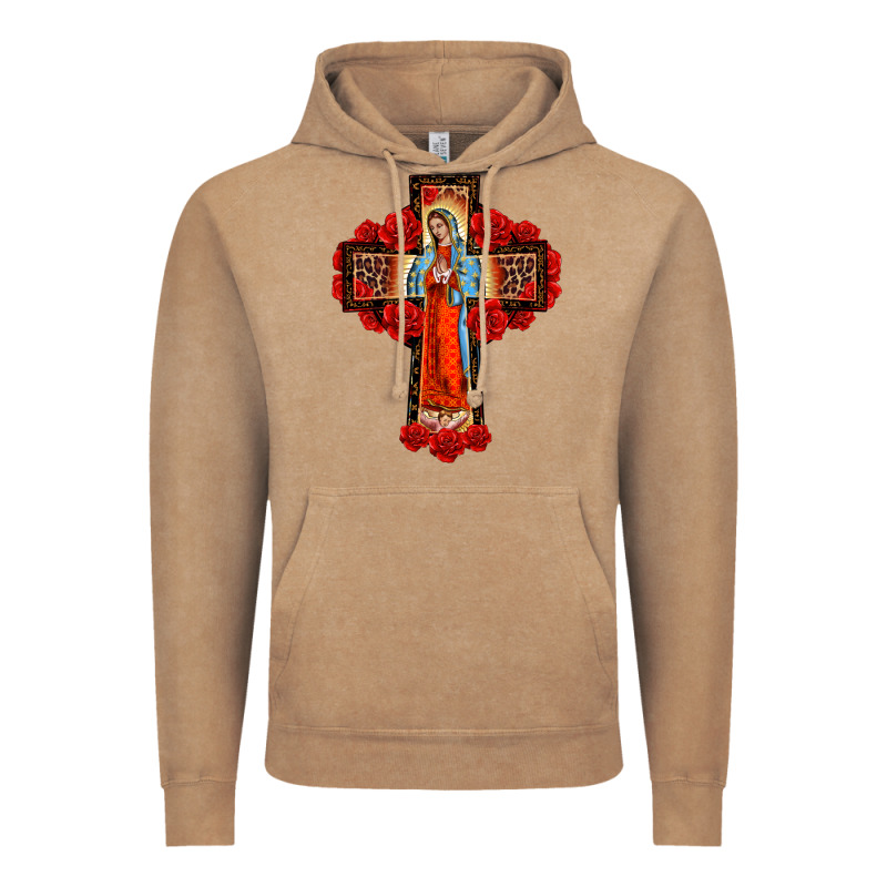 Lady Of Guadalupe Rose Cross, Vintage Hoodie by BarkalooDesign | Teevron