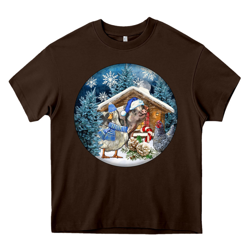 Winter Farm Animals Heavy Core Tee by FaDigitalArtStudio | Teevron