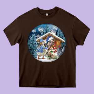 Winter Farm Animals Heavy Core Tee Designed By Fadigitalartstudio