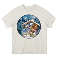 Cream Winter Farm Animals Heavy Core Tee - FaDigitalArtStudio
