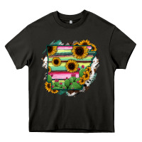 Asphalt Arkansas Map Sunflower Cactus Serape Heavy Core Tee - RanaPortraitStore