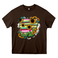 Chocolate Brown Arkansas Map Sunflower Cactus Serape Heavy Core Tee - RanaPortraitStore
