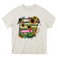 Cream Arkansas Map Sunflower Cactus Serape Heavy Core Tee - RanaPortraitStore