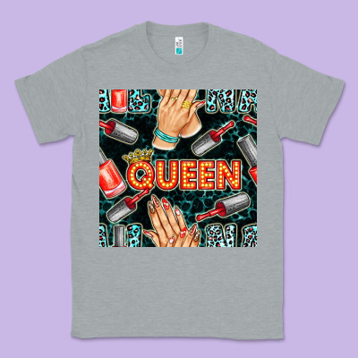 Nail Queen Hand And Polish With Lights And Leopard Seamless Pattern Bb Classic Tee Designed By Bundleandbundleshop