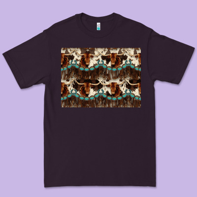 Longhorn Cow Pattern Premium Tee Designed By Cowhidedigitalart