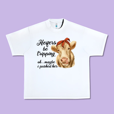 Heifer's Be Trippin' Charolais Cow Urban Heavy Tee Designed By Ranaportraitstore