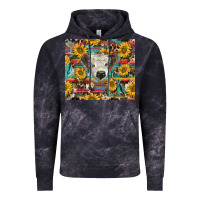 Cloud Black white Scottish calf and sunflowers Vintage Hoodie - BarkalooDesign