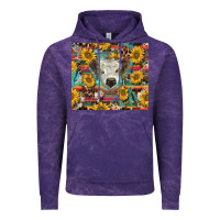 Cloud Purple white Scottish calf and sunflowers Vintage Hoodie - BarkalooDesign