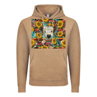 Vintage Coffee white Scottish calf and sunflowers Vintage Hoodie - BarkalooDesign