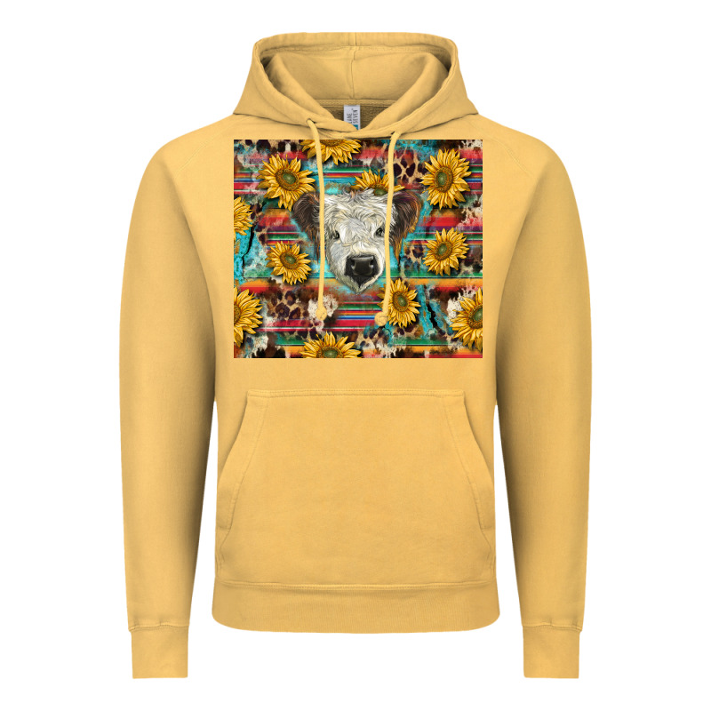 White Scottish Calf And Sunflowers Vintage Hoodie by BarkalooDesign | Teevron