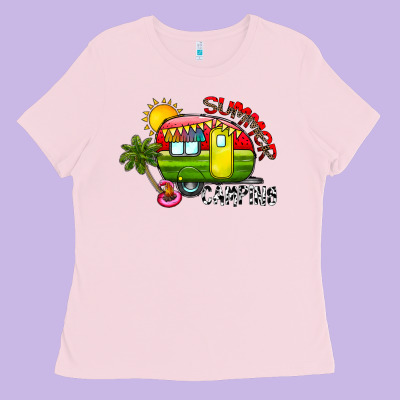 Summer Camping Ladies Tee Designed By Cowhidedigitalart